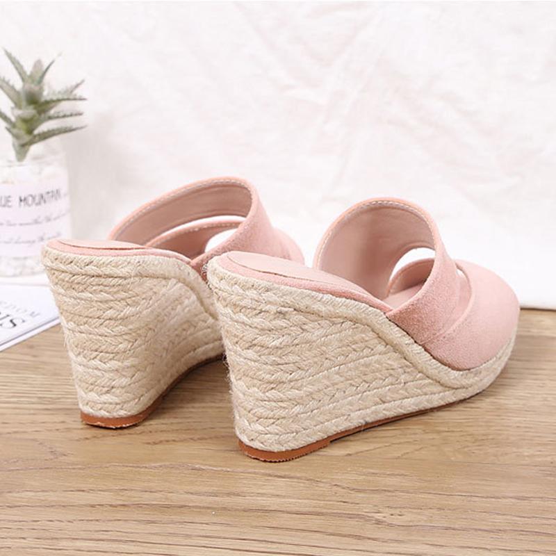 2025 Summer Wedges Heels Sandals Women Party Shoes Super High Heels 10cm Elegant Ladies Sandal Pink Black Plus Size 42 D263