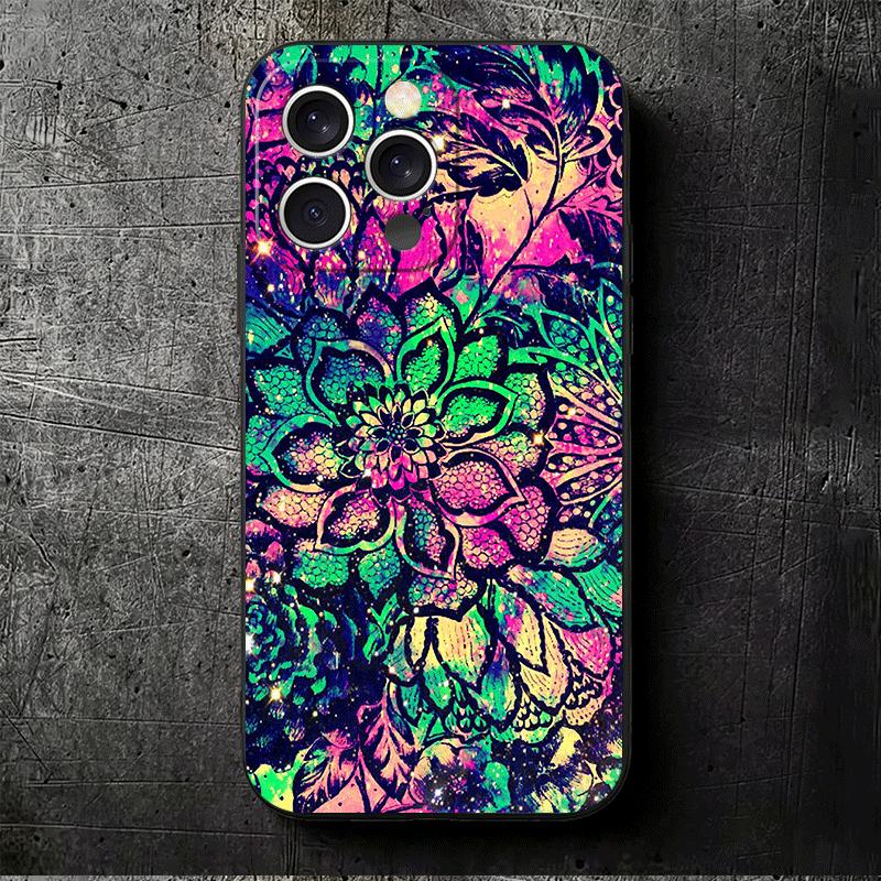 Mandala Sunflower Dreamy Style Soft Phone Case for iPhone 16 16E 17 Air 15 Pro Max 14 Plus 13 Mini 11 12 7 Black Cover Back Shel