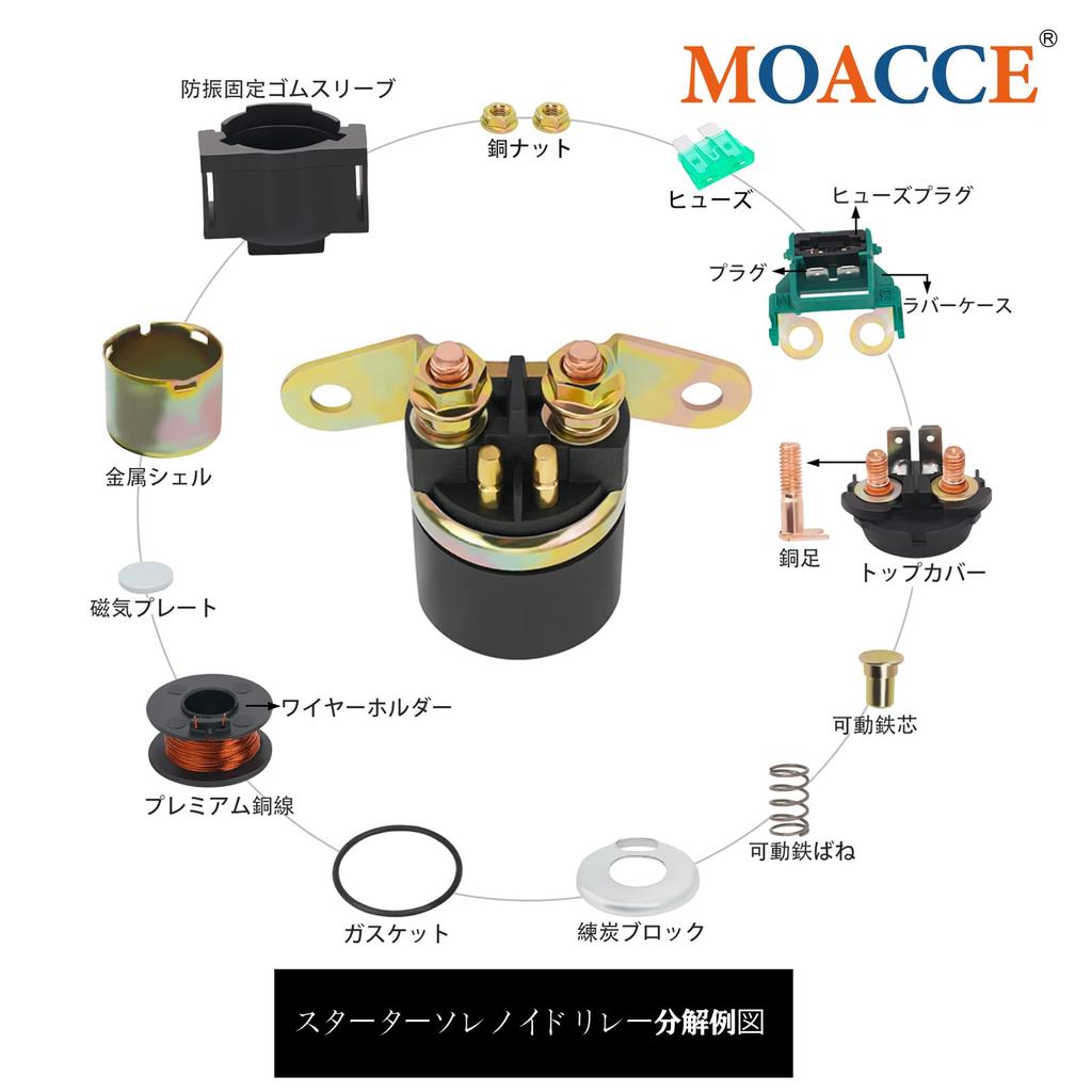 MOACCE Motorcycle Cell Relay Starter Relay Compatible Model Suzuki GN125 1991-1997/DR250 1990-1995/Arctic cat 250