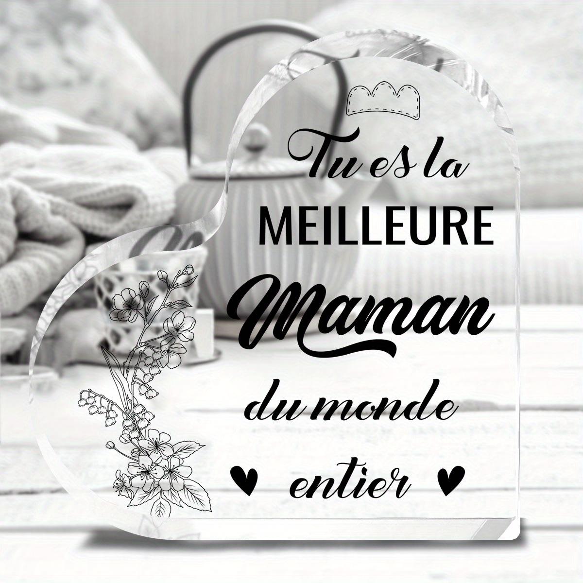 

Mother s Day Decorations Indoor, French Tu Es La Meilleure Maman Du Monde Entier Sign Decor for Table, Office Desk, Mantle, Shelf, Acrylic Heart Sha 10*10cm