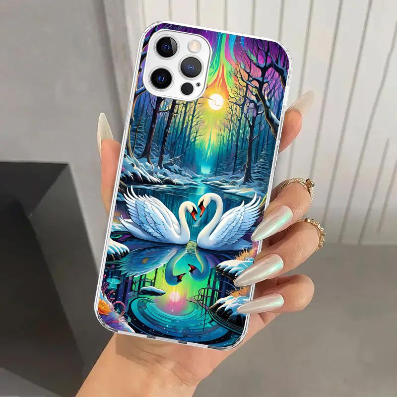 

Чехол для телефона White Swan Grace Art для Iphone 17 Air 16 15 Plus 14 13 Mini 12 11 Pro Max 16E 7 8 SE 2020 Мягкий чехол с принтом 16 iPhone 11
