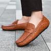 Handmade Leather Men Shoes Casual Comfortable Slip On Loafers Men Leather Shoes Flats Moccasins Walking Shoes Big Size 48