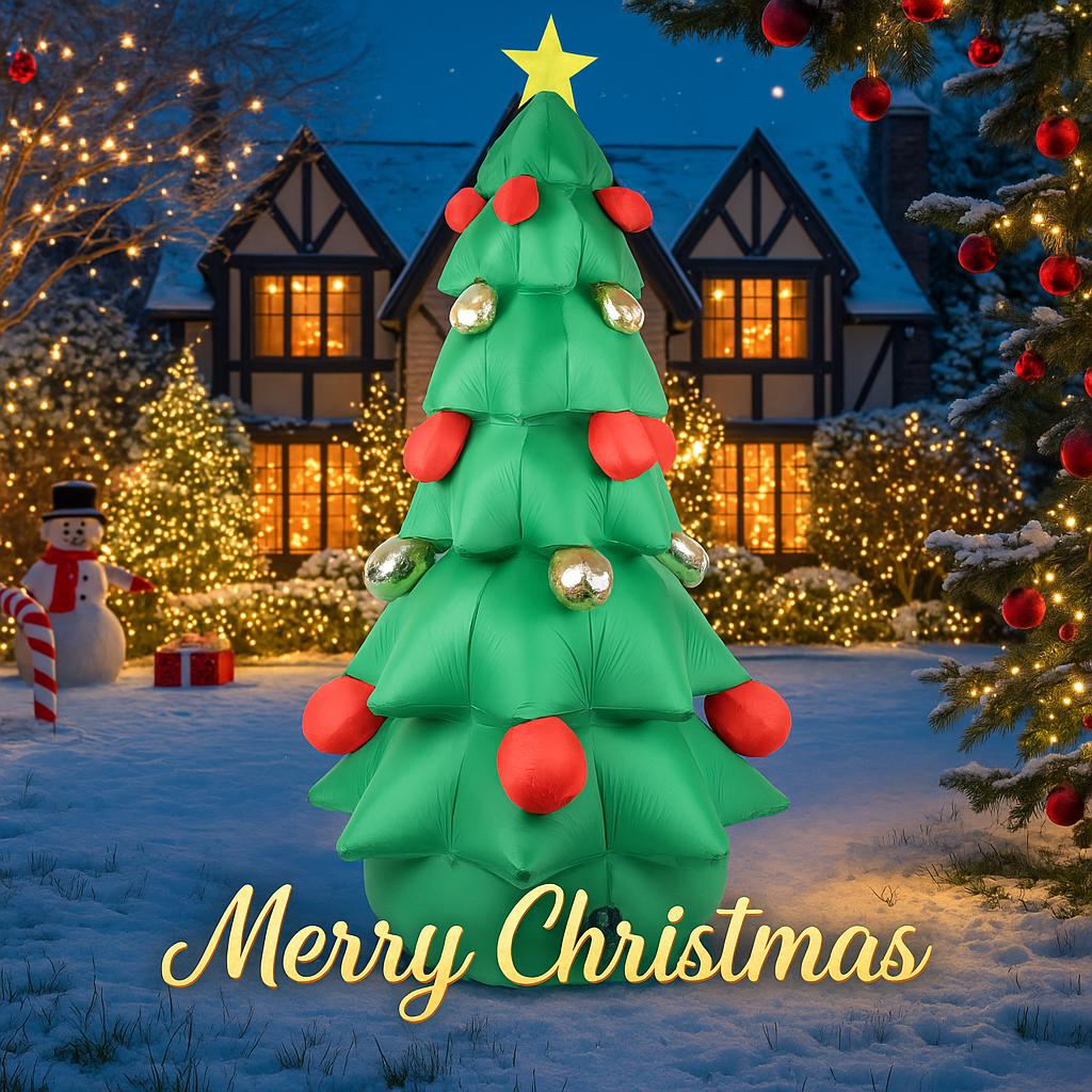 7.87FT Inflatable Toy Christmas Tree LED Lit Xmas Yard Lawn Garden Party Decoration Xmas Home Supplies Ornament Festive Gift