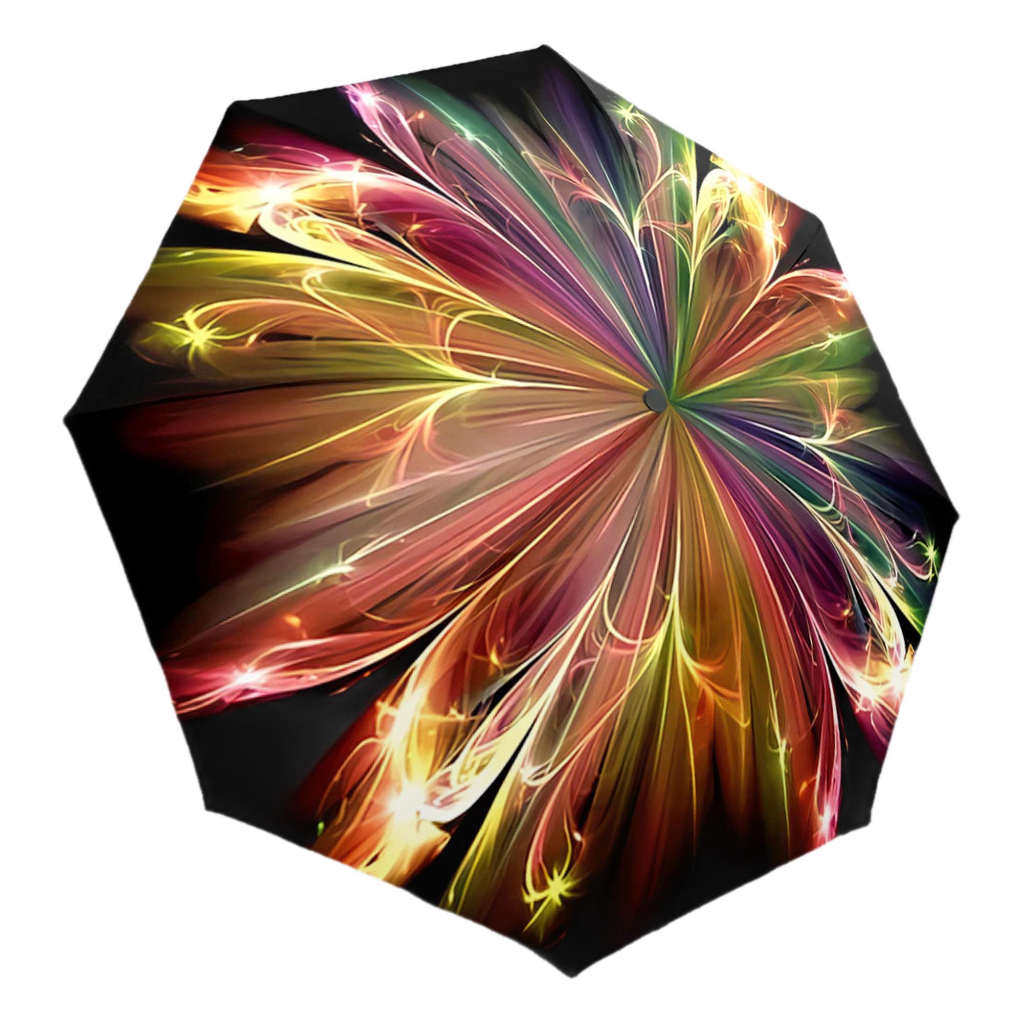 Automatic Folding Umbrella with Automatic Open/Close, Automatic Closure - Portable Collapsible Umbrella with 8-Rib Sturdy Fram Iron&8K
