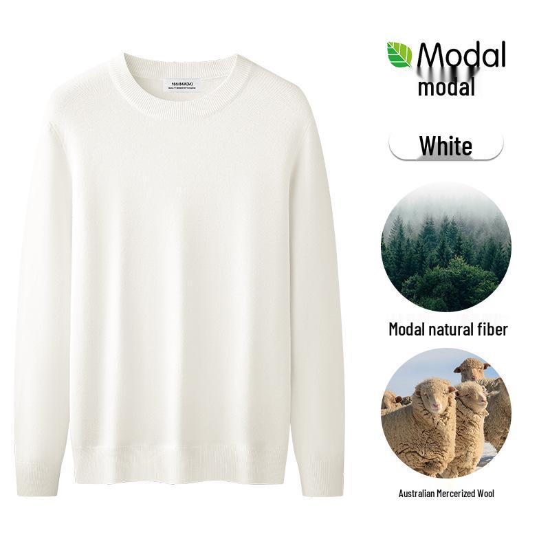 Men s Round Neck Velvet Sweater: Warm Modal Knit Base Layer for Autumn/Winter 3XL