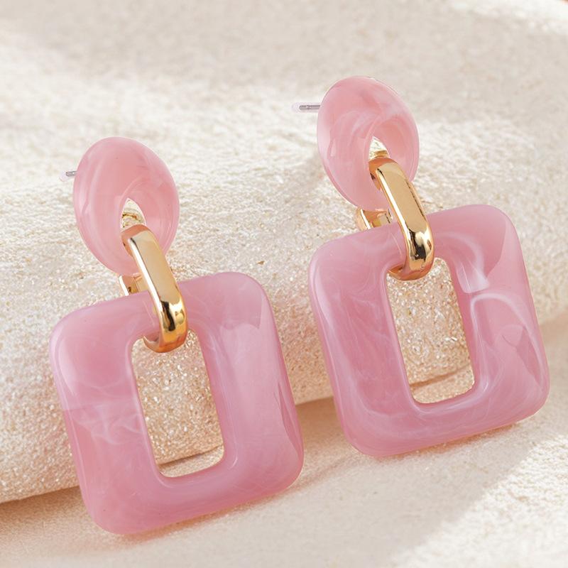 Textured Geometric Square Acrylic Stud Earrings Vintage Earrings Ear Accessories
