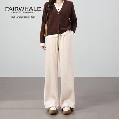 Mark Fairwhale Women's Faux Cashmere Wide-Leg Warm Pants