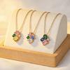 ZAKOL Cute Romantic Geometric Colorful Zircon Pendant Necklace for Women Girls Shiny Crystal Holiday Zircon Gifts 2026 New