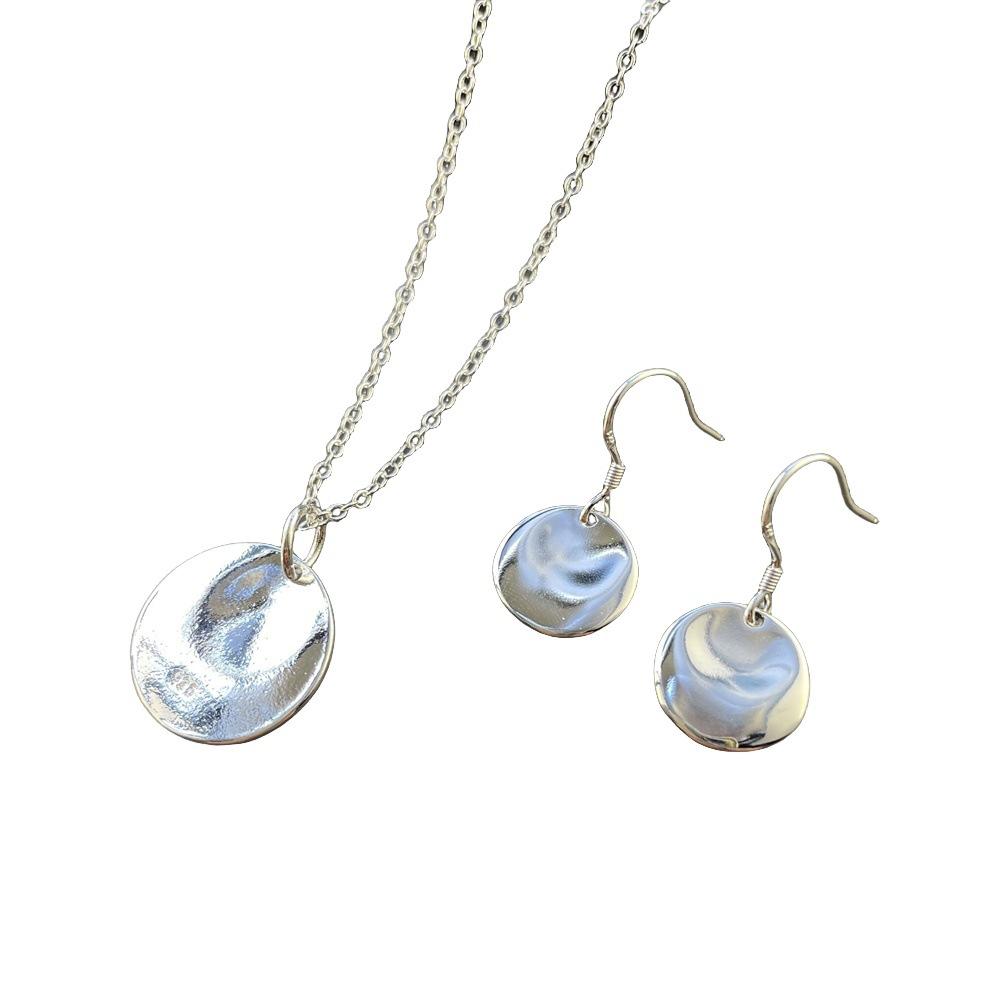 Necklace Ring Set Frisbee Pendant Earrings Boutique Jewelry