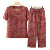 Grandma's Summer Ice Silk Short Sleeve Set for Women: Cool, Comfortable Shirts for Middle-Aged and Elderly Ladies