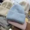 Winter Hats For Women Rabbit Fur Shiny Knitted Beanie Baggy Caps Korean Style Sweet Simple Bonnet Solid Color New
