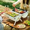 Tragbarer Grill, Multifunktions-Eisenarbeit, Camping-BBQ-Grill, Dual-Purpose-Holzkohle-Feuergrill, Grillzubehör