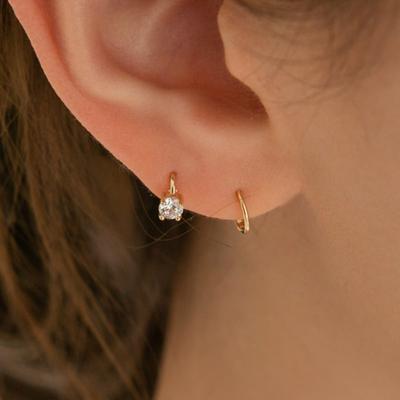 LUNNE 14k Mini kubické náušnice na jedno kliknutí (14k zlato) #ER02