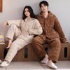 [Super thick] Three-layer padded couple pajamas women's winter thickened and velvet suit warm men's padded jacket loungewear