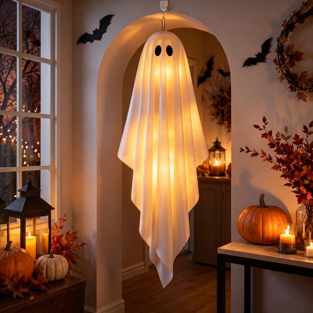 Große Halloween-Hängedekorationen mit Licht, Batteriebetrieben, 1,2m/1,5m/1,8m, Innen-Außen-Dekoration