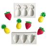 3 Cavities Pineapple Strawberry Silicone Sugarcraft Mold Resin Tools Cupcake Baking Mould Fondant Cake Decorating Tools