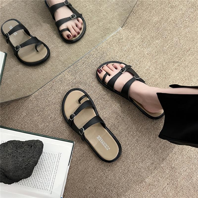 Cool Slippers Women's Summer Wear New Sets of Toes Pinched Feet Seaside Roman Beach Sandals Niche Gentle Evening Breeze