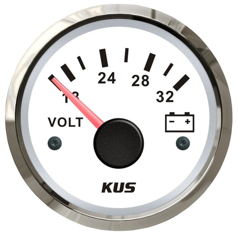 KUS Car Truck Boat 52mm 8-16V Display Voltmeters Pointer Voltage Gauges Marine 18-32V Volt Meters with Yellow or Red Backlight