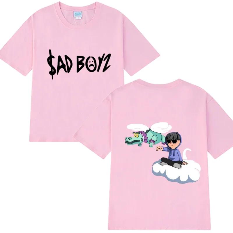 Hot Singer Junior H Sad Boyz Harajuku Cartoon Graphic T Shirt Men Women Oversized Short Sleeve T-shirts Unisex 100% Cotton Tops