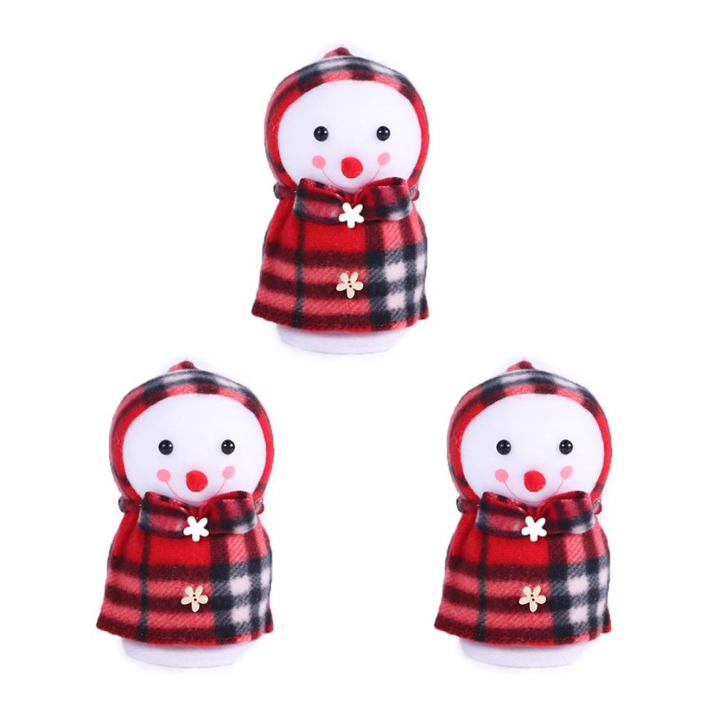 Plush Christmas Gift Bag Red Plaid Skirt Fruit Packaging Bag for 3pcs/set New Year