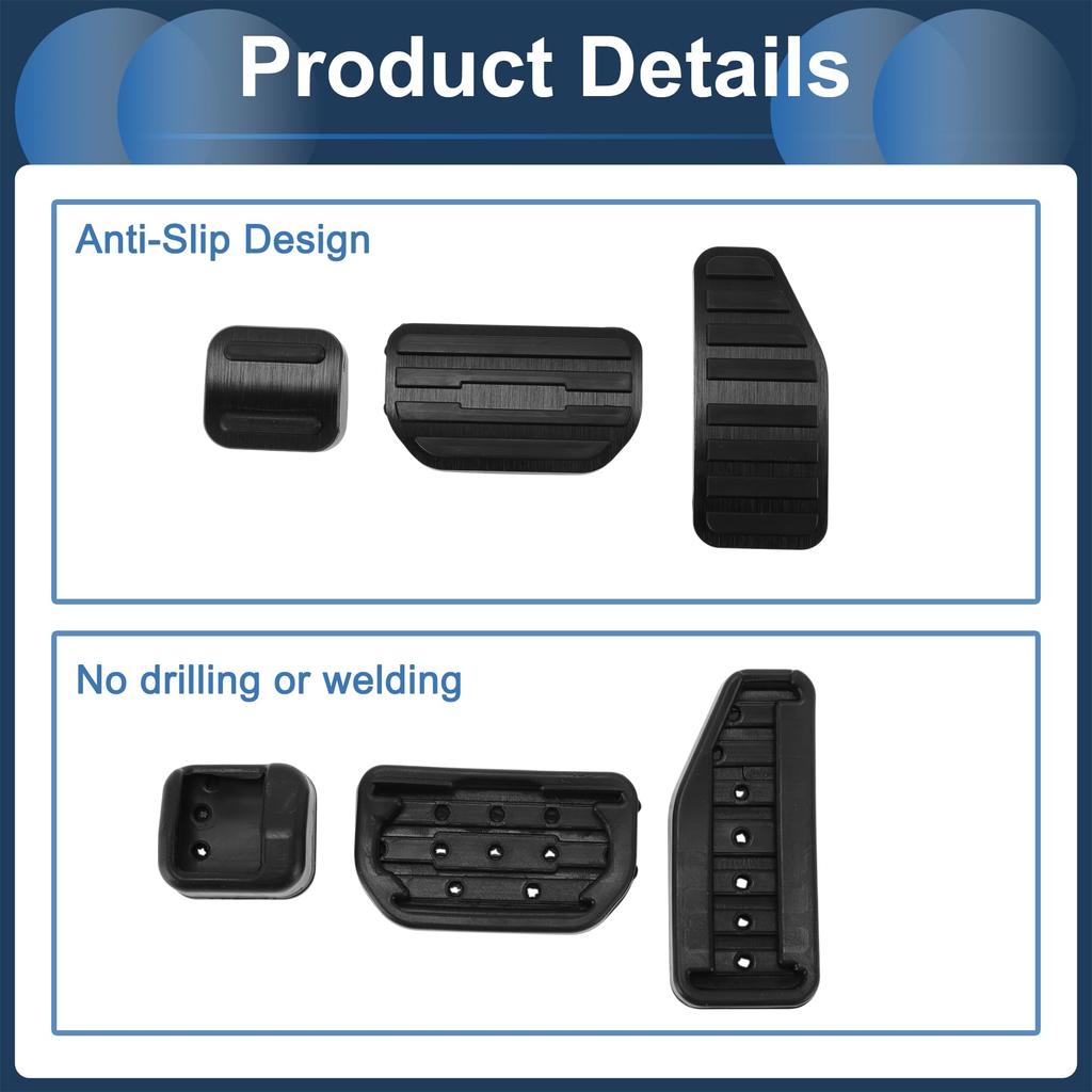 FUELHOOD 3 Pcs Automatic Foot Pedal Pad Foot Axle Pedal Cover for Suzuki Hustler MR52S MR92S / Aluminum Alloy Black