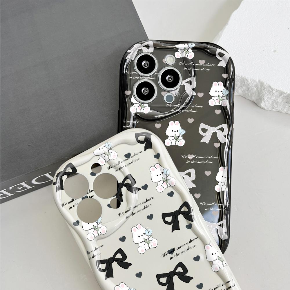 Cute Cartoon Pattern Cream Texture Casing Wavy Edge Soft Silicone Cover Phone Case for Huawei Honor Infinix Tecno iPhone