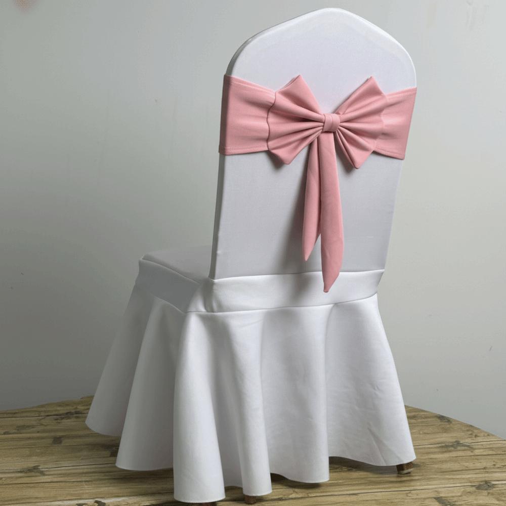 Spandex Chair Sash Ready Made Satin Ribbon Bows Chair Bands  Wedding Banquet Events Decoration