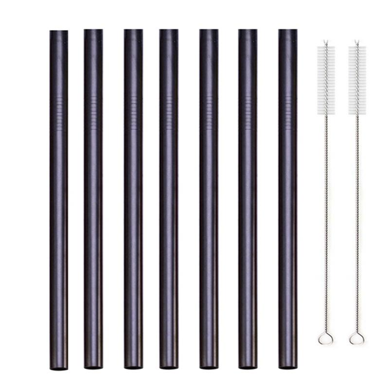 7 Colors 8.5" Wide Metal Drinking Straw 304 Stainless Steel Straws Set Reusable Boba Straw for Bubble Tea Milk Bar Accessory