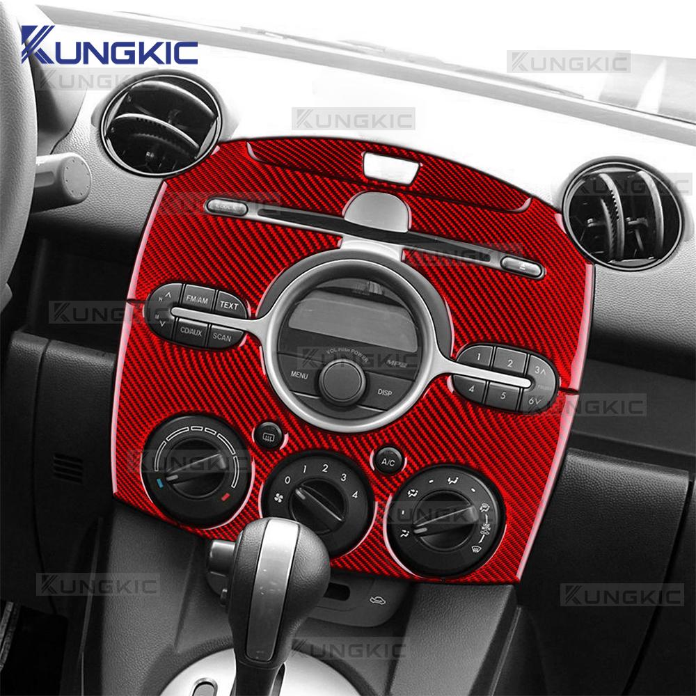 For Mazda 2 DE 2008 2009 2010 2011 2012 2013 2014 Real Soft Carbon Fiber Sticker LHD RHD Car Central Control Panel Frame Trim