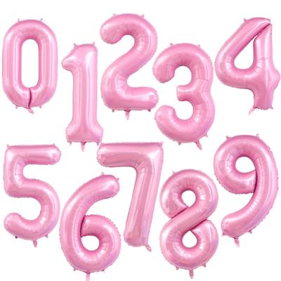 40Inch Pink Number Foil Balloon Set for Kids - Ages 1 To 9 Digital Globe Balloons for Children's Birthday Party Baby Shower Deco
