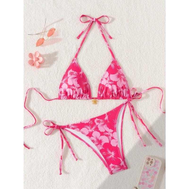 Women's Two Piece Bikini Set 2026 Sexy Triangle Push Up Swimsuit, Floral Print Bathing Suit Beach Swimwear