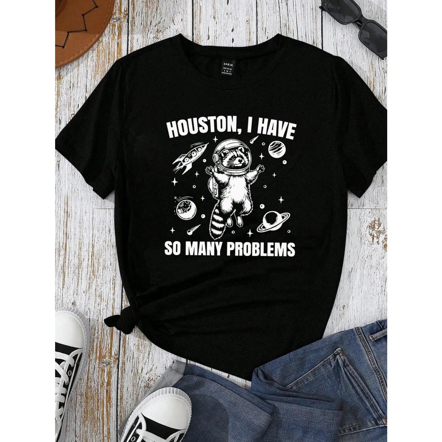 

Summer Casual Cute Space Raccoon, 90s Retro, Amusing Galaxy Graphic T-Shirt Graphic Tees Women Tops XXXXXL