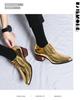 Men's Gold Pointed High Heel Leather Boots - Large Size, Retro Business Casual for Spring and Autumn