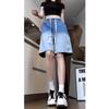 Summer American casual ruffian handsome washed retro denim shorts men's straight loose high street versatile seven-point pants