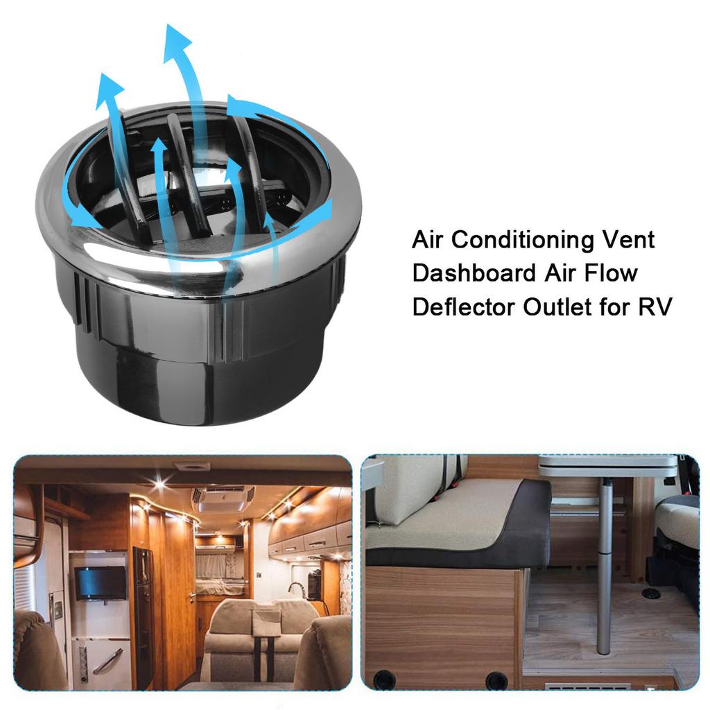 80mm Car Vent Dashboard A/C Air Conditioning Vent Deflector Universal Knob Type Rotation Air Outlet Vent for Camper Caravan