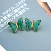 Crystal Glass Butterfly Stud Earring for Women Hole Green Transparent Animal Jewelry Christmas Girl Gift
