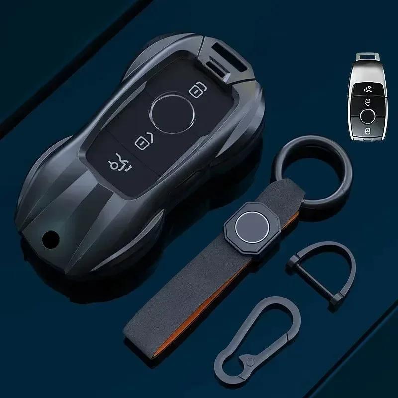 Car Key Case Cover For Mercedes Benz C E A B S Class Gle Gla Glb, Soft Tpu Key Fob Protector With Luxury Zinc Alloy Frame