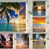 Bathroom Waterproof Shower Curtain Sunset Dusk Beach Scenery Seaside Printing Polyester Home Decoration Curtain With Hook