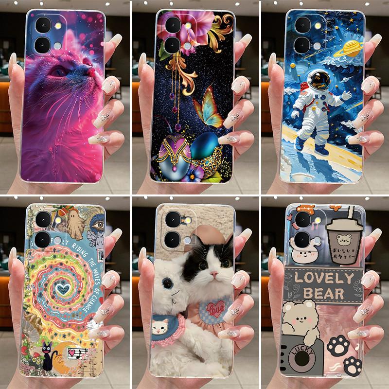 Casing For Vivo iQOO Z11x Y51 Pro 5G Case Aesthetic Cute Cat Cartoon Fashion Soft Silicone Back Cover Transparent TPU Phone Case