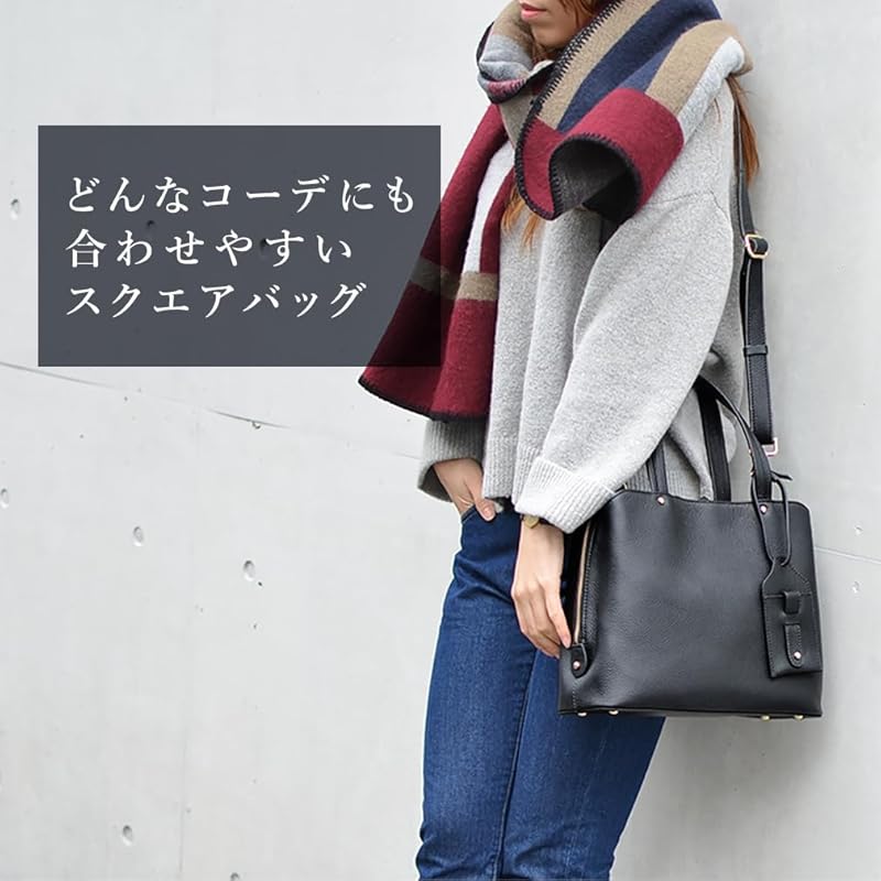 [VITAFELICE] Vita Felice Genuine cowhide 2way square handbag ladies vinb-l16045 (off white)