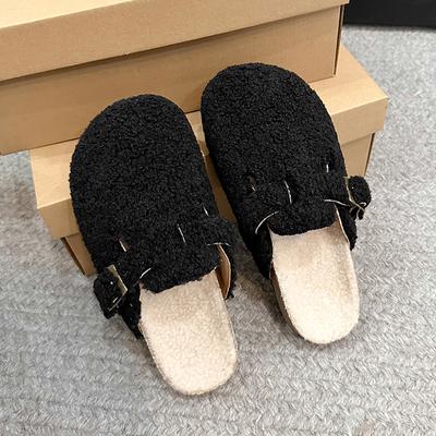 Fashion Soft Footbed Teddy Fur Mule Clogs For Woman Winter Warm Plush Slide Sandals Ladies Brand Design Fluffy Birken Shoes