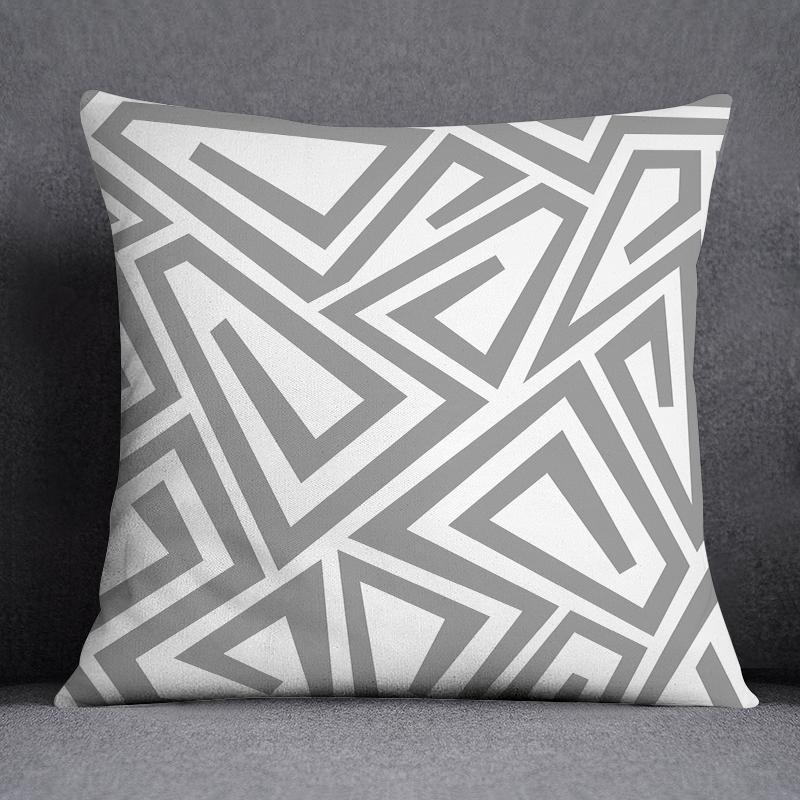 Gray White Cushion Cover Geometric Sofa Pillowcase Home Bedroom Decor