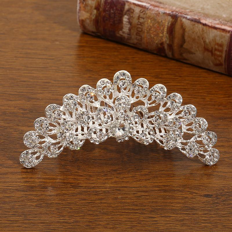 New Children's Crown Rhinestone Hair Accessories Princess Crown Girl's Birthday Alloy Comb Girl's Crown Tiara