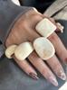 4-Piece Set of Off-White Gradient Geometric Irregular Wide Thick Rings Women's Winter Fashion Jewelry Gift NEW