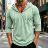 Men's Loose Fit Casual Hoodie Lightweight Pullover with Three Quarter Sleeve Drawstring Hooded Shirt for Everyday Wear