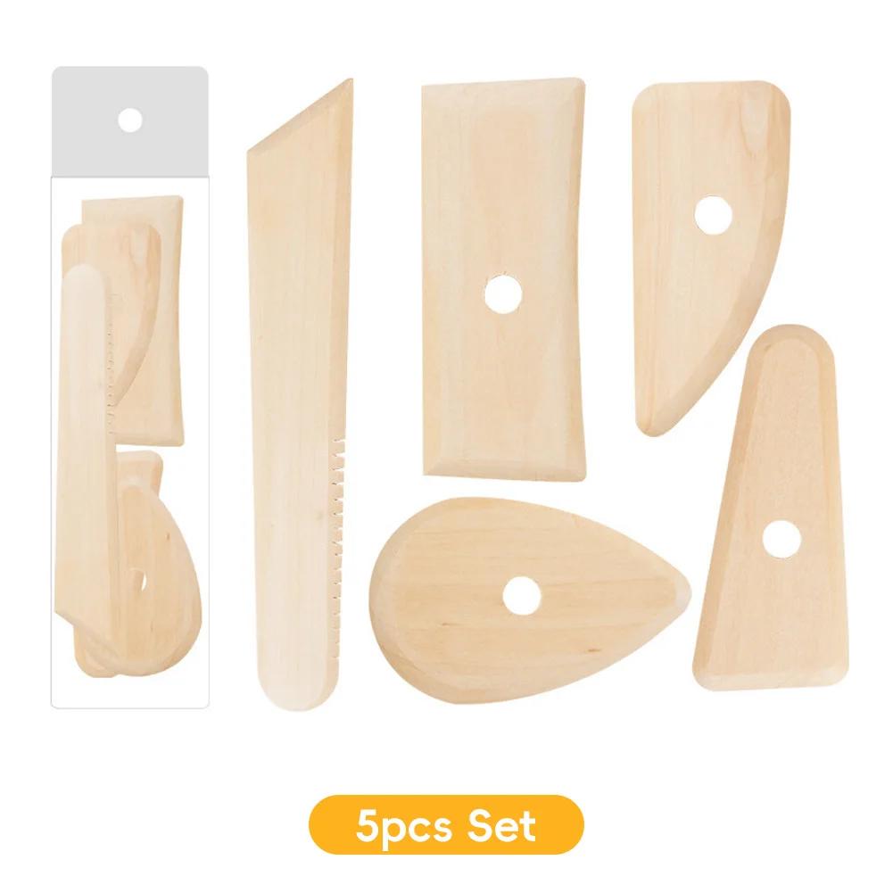 Wooden Pottery Tools Pottery Tool Assortment Pottery Tools Set for Ceramics Clay Carving Shaping 5 Piece Wooden Rib for Ceramic
