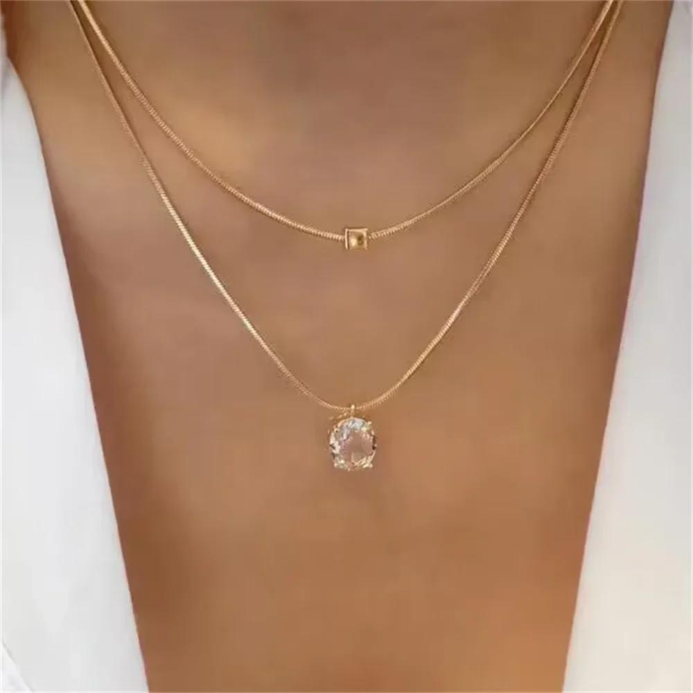 Vintage Mode Einfache Vergoldete Schlangenkette Imitation Perlen Anhänger Halskette Für Frauen Weiblich Boho Mehrstufiger Schmuck Geschenk