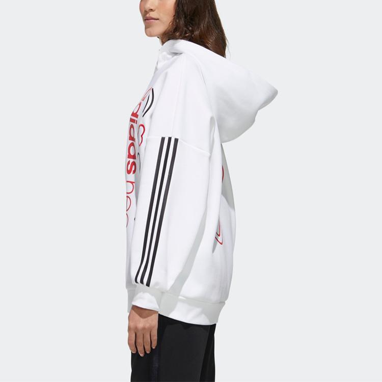 Adidas Neo Logo Printed Loose American Style Pullover Hoodie Women White FU1052