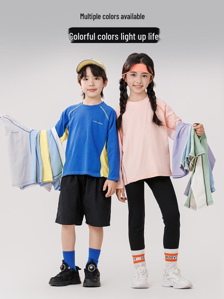 Kinder UV-Schutz Langarm-Top aus Eis-Seide, schnell trocknend, für Badminton und Outdoor-Aktivitäten