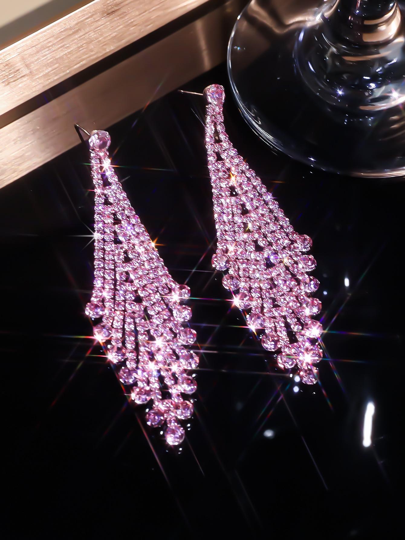 

Explosive temperament super flash full diamond diamond long earrings